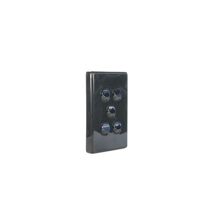 Clipsal Classic C2000 Series Flush Switch 5 Gang, 250VAC, 10A, Standard, Vertical | Black | C2035VA-BK
