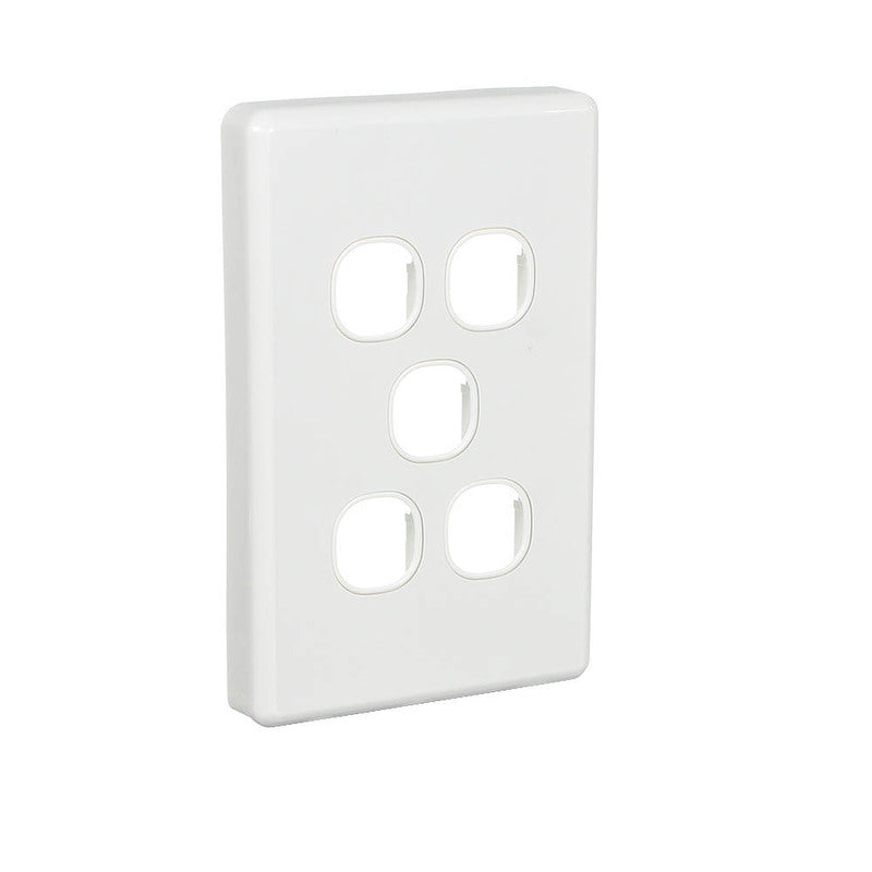 Clipsal Classic C2000 Series Switch Grid Plate and Cover 5 Gang, Less Mechanism | White Electric | C2035VH-WE