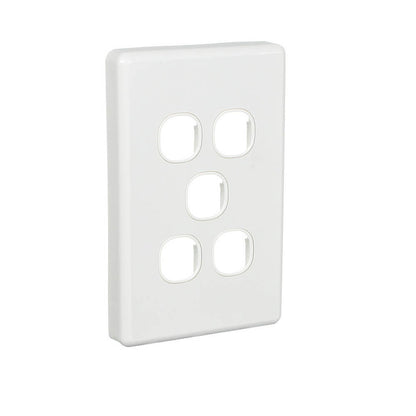 Clipsal Classic C2000 Series Switch Grid Plate and Cover 5 Gang, Less Mechanism | White Electric | C2035VH-WE