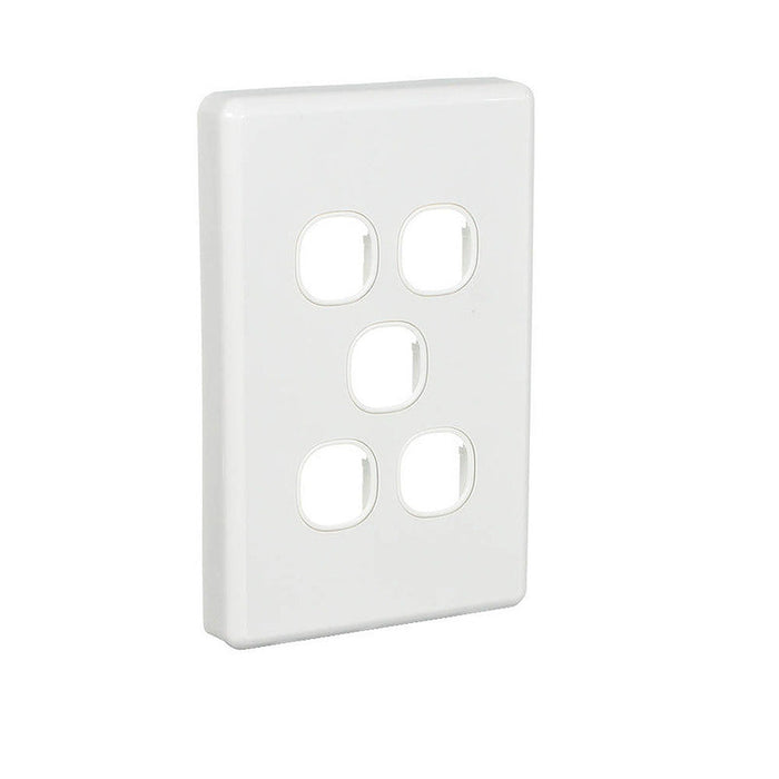 Clipsal Classic C2000 Series Switch Grid Plate and Cover 5 Gang, Less Mechanism | White Electric | C2035VH-WE