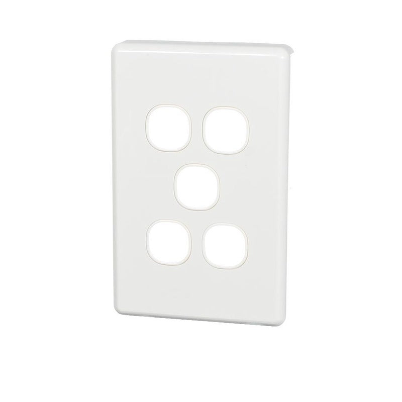 Clipsal Classic C2000 Series Switch Grid Plate and Cover 5 Gang, Less Mechanism | White Electric | C2035VH-WE