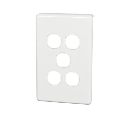 Clipsal Classic C2000 Series Switch Grid Plate and Cover 5 Gang, Less Mechanism | White Electric | C2035VH-WE