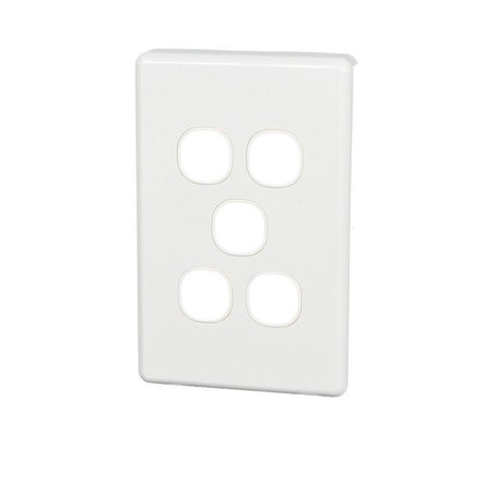 Clipsal Classic C2000 Series Switch Grid Plate and Cover 5 Gang, Less Mechanism | White Electric | C2035VH-WE