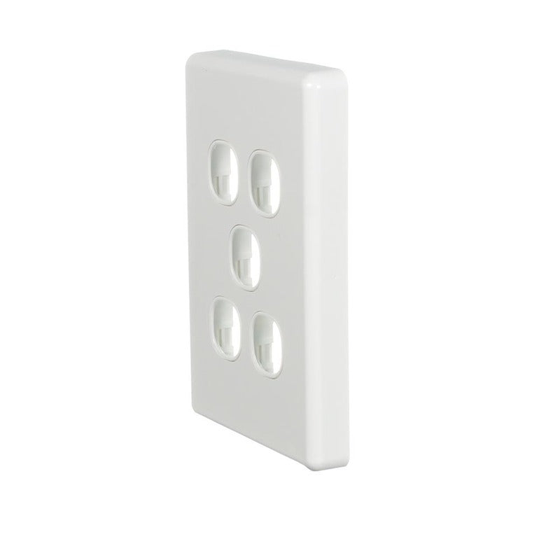 Clipsal Classic C2000 Series Switch Grid Plate and Cover 5 Gang, Less Mechanism | White Electric | C2035VH-WE