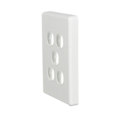 Clipsal Classic C2000 Series Switch Grid Plate and Cover 5 Gang, Less Mechanism | White Electric | C2035VH-WE