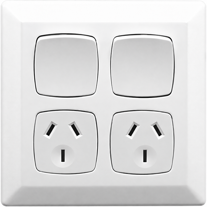 Clipsal Prestige Double Power Point 10A 250V | White Electric | P2025/2-WE