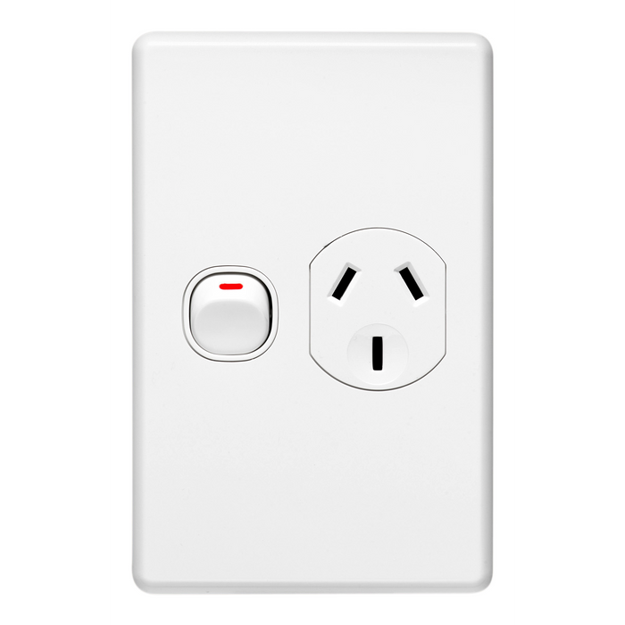 Clipsal Classic C2000 Single Vertical Power Point 10A | White Electric | C2015V-WE