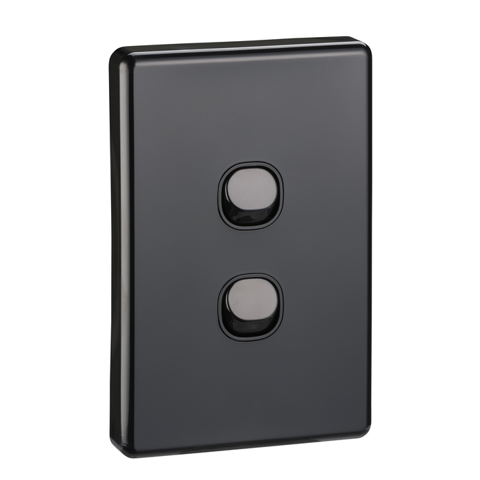 Clipsal Classic C2000 2 Gang Vertical Light Switch 10A | Black | C2032VA-BK
