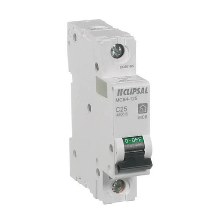 Clipsal Resi MAX 1 Pole 25A C Curve Circuit Breaker - White - MCB4-125