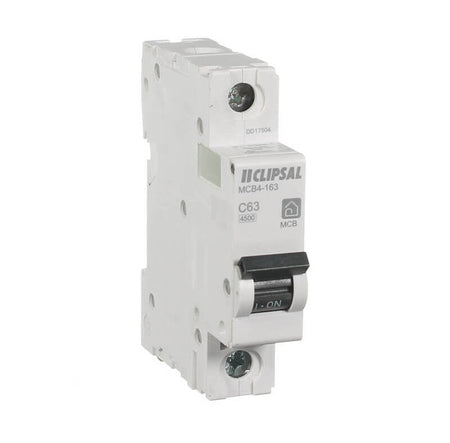 Clipsal Resi MAX 1 Pole 63A C Curve Circuit Breaker - White - MCB4-163
