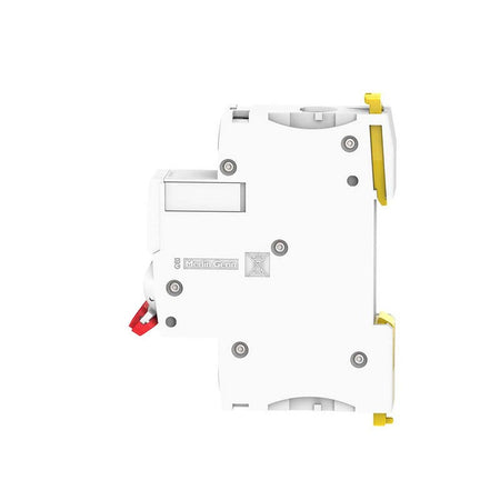 Clipsal MAX9 Miniature Circuit-Breaker (MCB) 1P, 63A, C Curve, 6000A, 240/415V, Incomer, RED Toggle | White | MX9MC163R