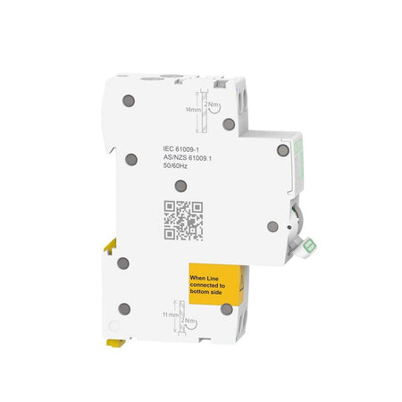 Clipsal MAX9 Residual Current Breaker with Overcurrent Protection (RCBO) 1PN, 10A, 30mA, C Curve, 6000A, A Type, SLIM | MX9R3110