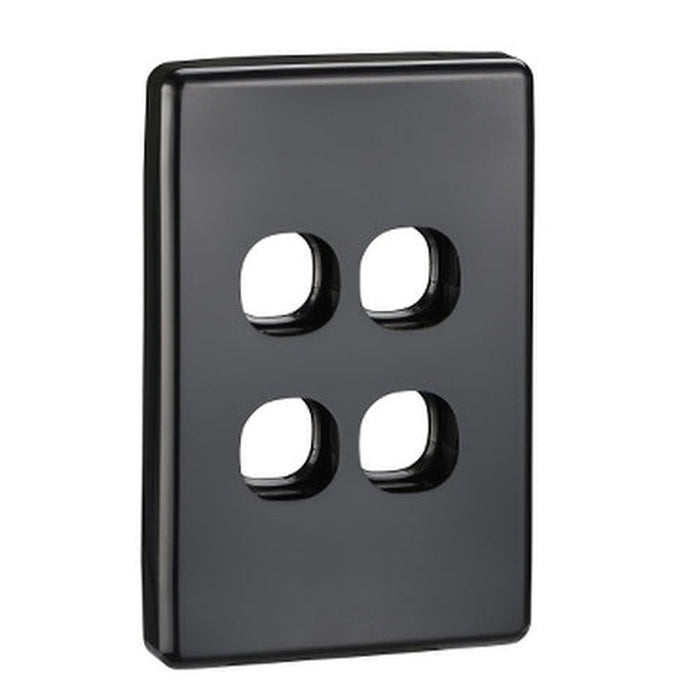 Clipsal Classic C2000 Series Switch Grid Plate and Cover 4 Gang, Less Mechanism | Black | C2034VH-BK