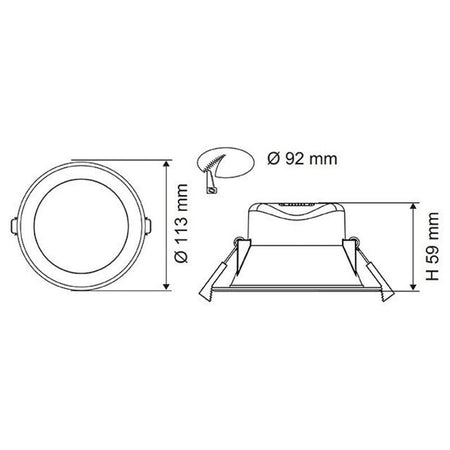 SAL Wave LED Downlight 8W 3-4-57K 92mm Dimmable | White | S9065TC-WH