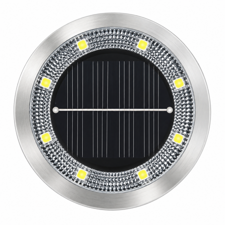 Sparky Stock Mini Stainless Steel Solar Ground Light 8 LED IP55 | Warm White | SS-SOLAR-GROUND-WW