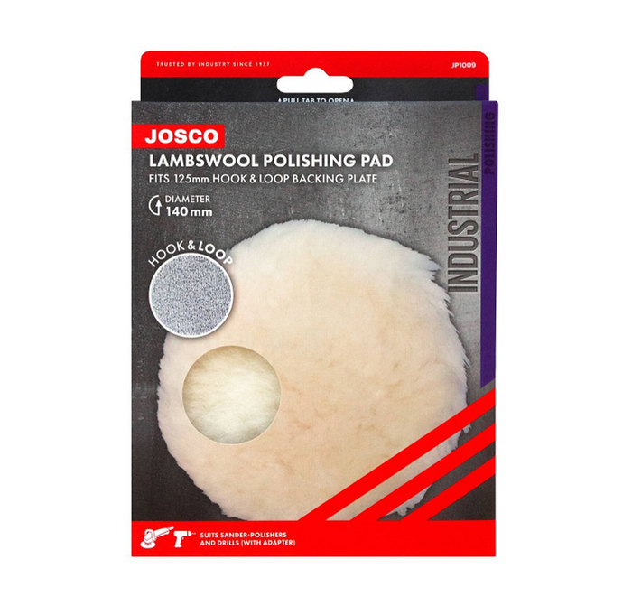 Josco 125mm Hook and Loop Lambswool Bonnet Polishing Pad | Cream | JP1009