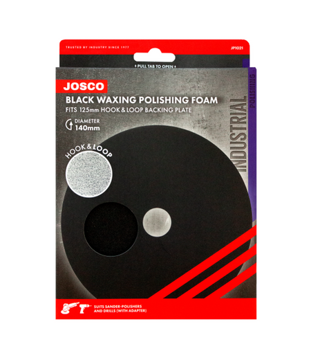 Josco 125mm Finish and Wax Foam Polishing Pad - Black - JP1021
