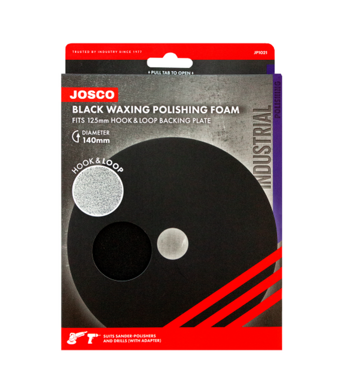 Josco 125mm Finish / Wax Hook And Loop Foam Polishing Pad | Black | JP1021