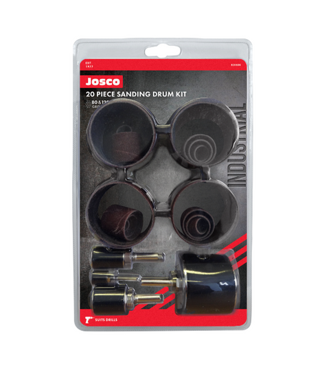 Josco 20 Piece Spindle Mounted Drum Sanding Kit | Brown | B20SDK