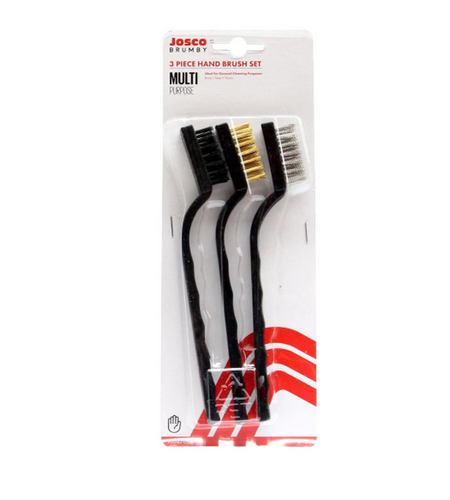 Josco 3 Piece Hand Wire Brush Kit | Black | BHB3B