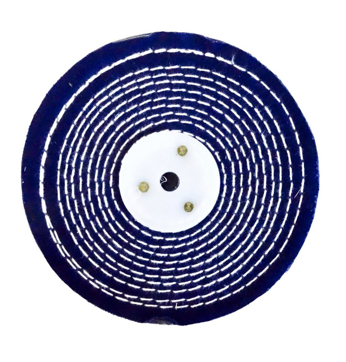Josco 150mm Stitched Rag Polishing Buff | Blue / White | JST15050
