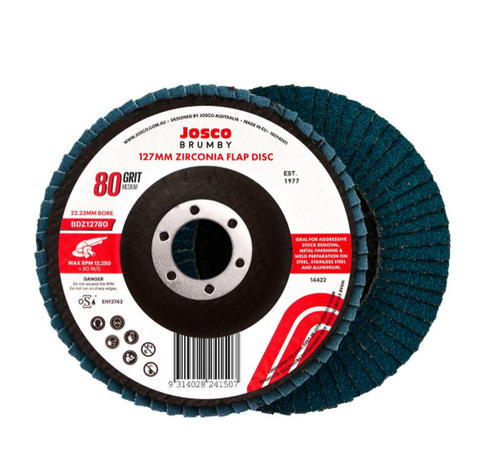 Josco 125mm 80 Grit Abrasive Flap Disc | Blue | BDZ12780