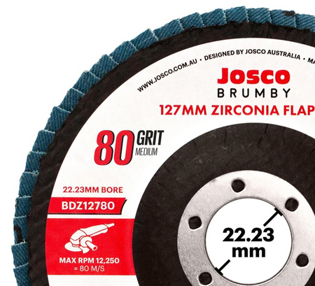 Josco 125mm 80 Grit Abrasive Flap Disc | Blue | BDZ12780