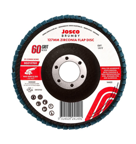 Josco 125mm 60 Grit Abrasive Flap Disc | Blue | BDZ12760