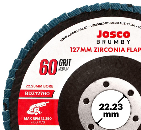 Josco 125mm 60 Grit Abrasive Flap Disc | Blue | BDZ12760