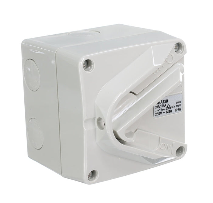 Clipsal Weathershield Switch 1-Gang, 1 Pole, 20A/16AX, 250VAC, IP66 | Chemical Resistant Grey | WHA120-RG