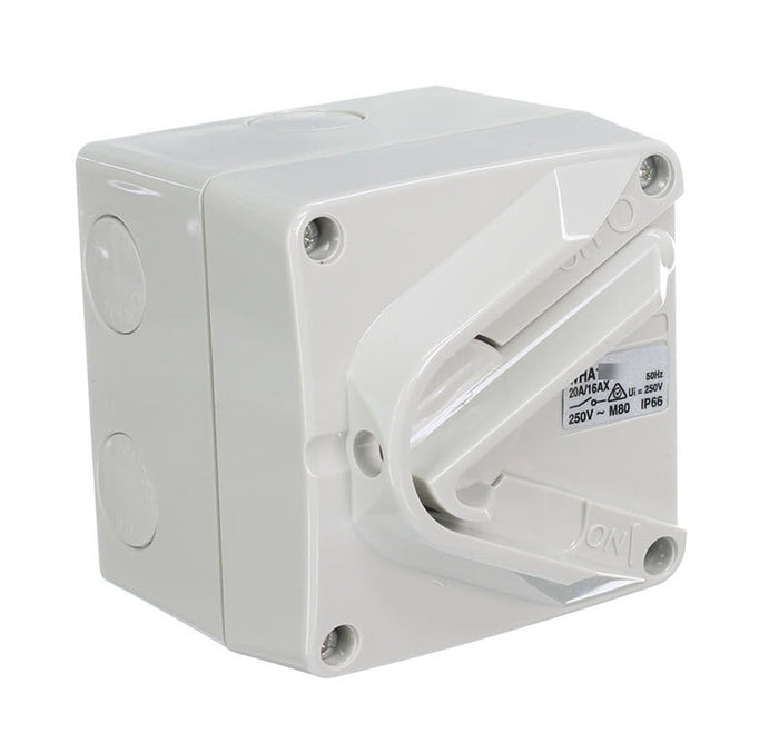 Clipsal Weathershield Switch 1-Gang, 1 Pole, 35A, 250VAC, IP66 | Chemical Resistant Grey | WHA135-RG