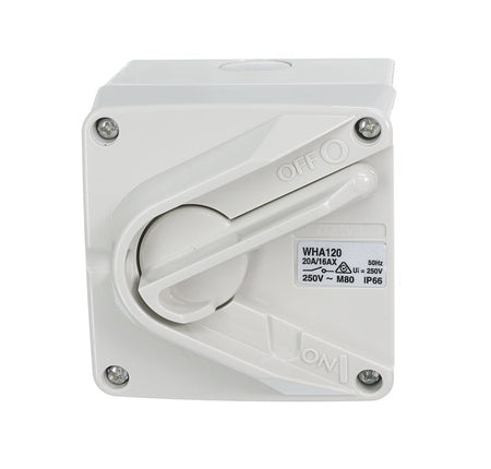 Clipsal Weathershield Switch 1-Gang, 1 Pole, 35A, 250VAC, IP66 | Chemical Resistant Grey | WHA135-RG