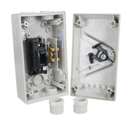 Clipsal Weathershield Switch 1-Gang, 1 Pole, 40A, 250VAC, IP66 | Chemical Resistant Grey | WHB140-RG
