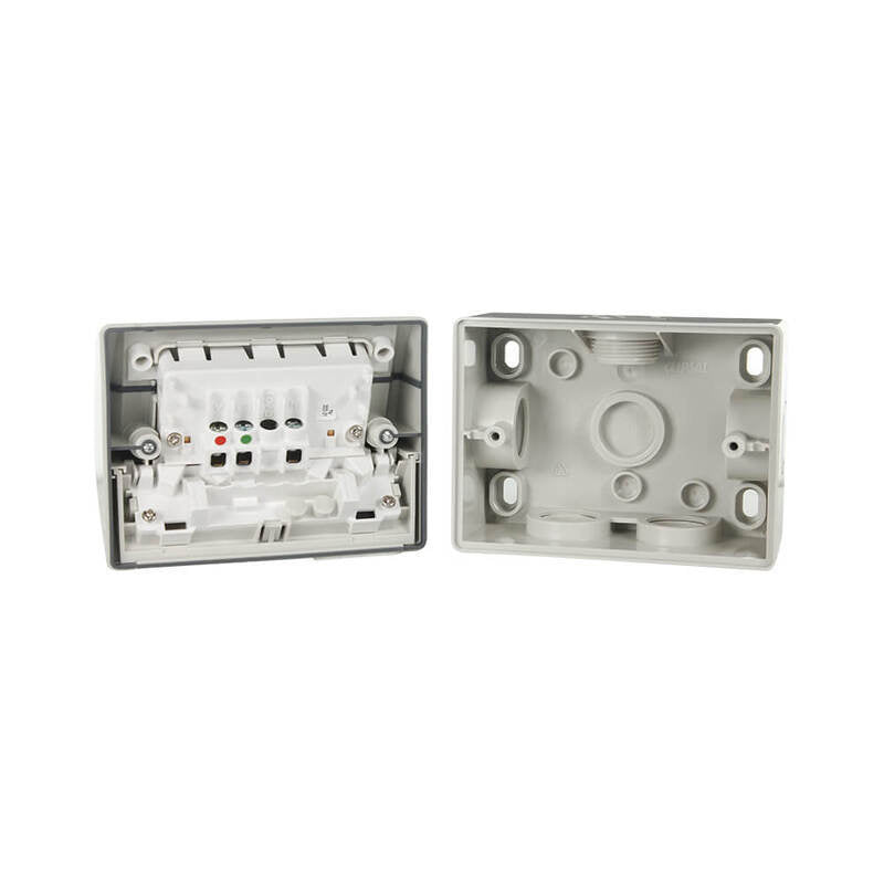 Weathershield Power Point Twin, 10A, 250VAC, IP54 | Chemical Resistant Grey WSC227/2-RG