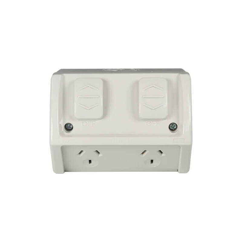 Weathershield Power Point Twin, 10A, 250VAC, IP54 | Chemical Resistant Grey WSC227/2-RG