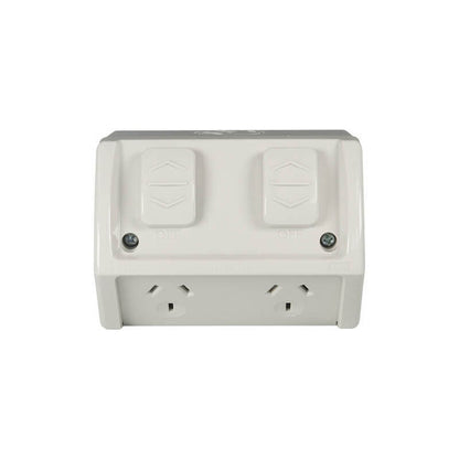 Weathershield Power Point Twin, 10A, 250VAC, IP54 | Chemical Resistant Grey WSC227/2-RG