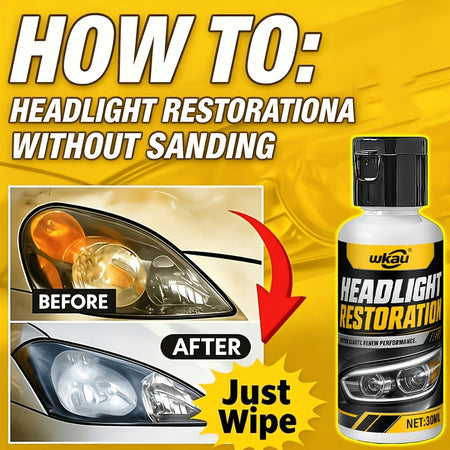 Car Headlight Repair Agent, Headlight Yellow Oxidation Haze Remover, Lens Polishing Grinding Material, Restore Brightness for Front Rear Car Headlights | Yellow / White / Black | 81839292016