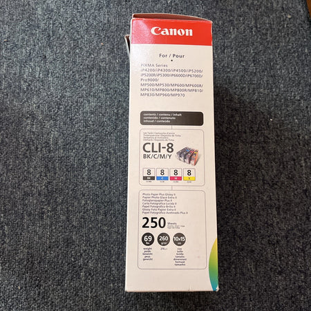 Canon CLI-8 Photo Value Pack with 250 Photo Sheets | Black/Cyan/Magenta/Yellow | PVP-112