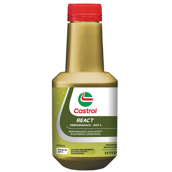 Castrol React Performance DOT 4 Brake Fluid 500mL | Gold/Red | 3377737