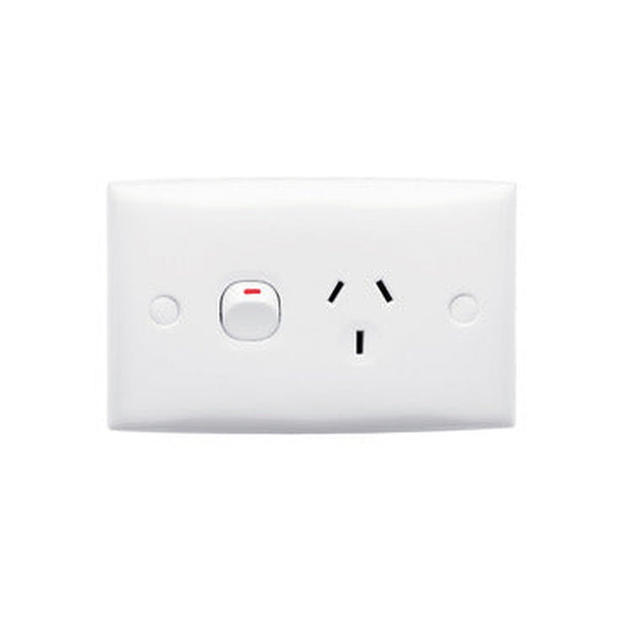 Clipsal Standard Series Single Power Point 10A, 250V | White Electric | 15-WE