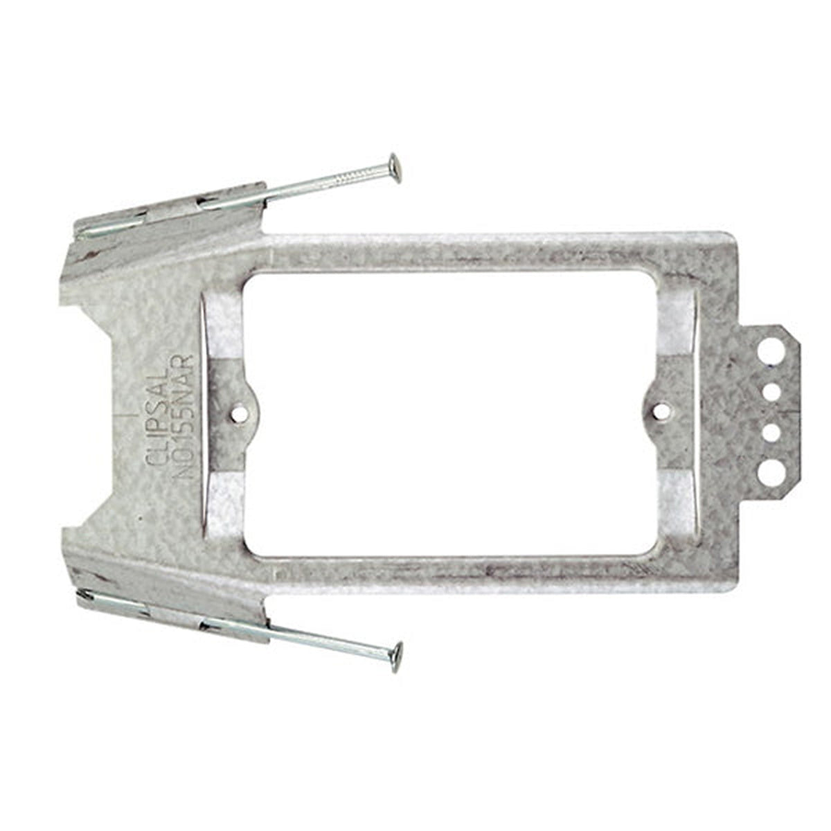Clipsal 155NAR horizontal recessed mounting bracket with skew fixing nails, electro-galvanised steel
