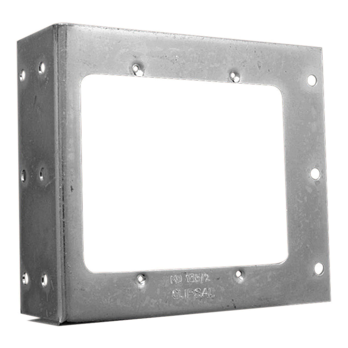 Clipsal 156/2 large 2 gang vertical mounting bracket in galvanised steel, showing stud fixing holes