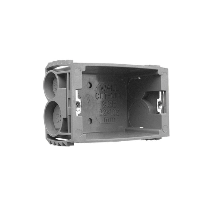 Clipsal 1 Gang Plastic Wall Box with Sliding Nuts | Grey | 157/1PRM