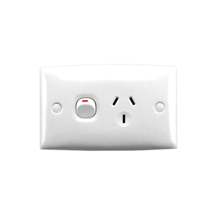 Clipsal Standard Series Single Power Point 10A, 250V, Safety Shutter | White Electric | 15S-WE