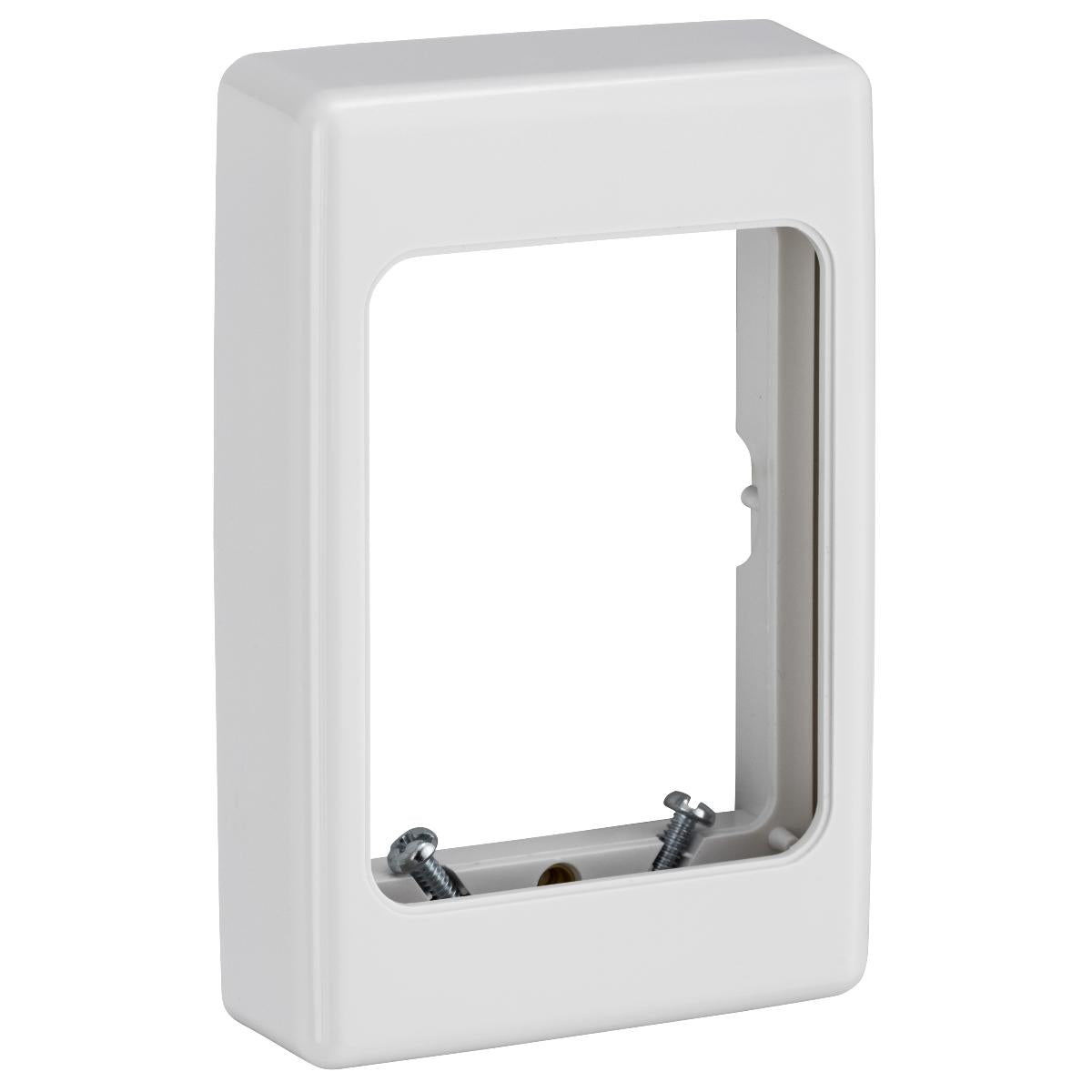 Clipsal 2000SMK-WE 2000 Series surface mounting kit in White Electric, assembled angled view