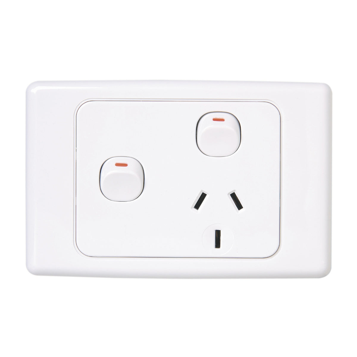 Clipsal 2015X-WE White Electric single power point with extra switch, front view
