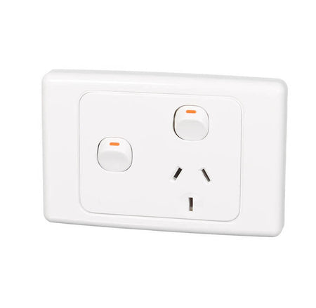 Clipsal 2000 Series 10A Single Power Point with Extra Switch | White Electric | 2015X-WE