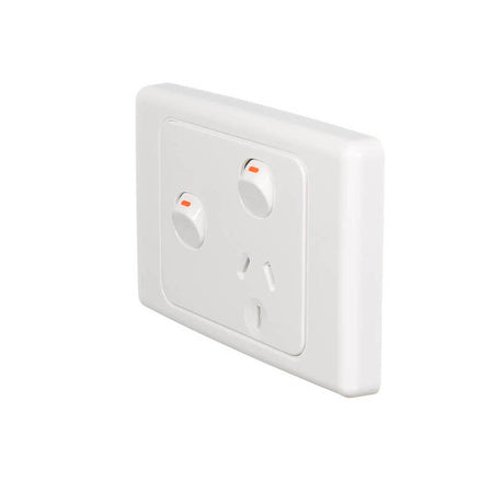 Clipsal 2000 Series 10A Single Power Point with Extra Switch | White Electric | 2015X-WE