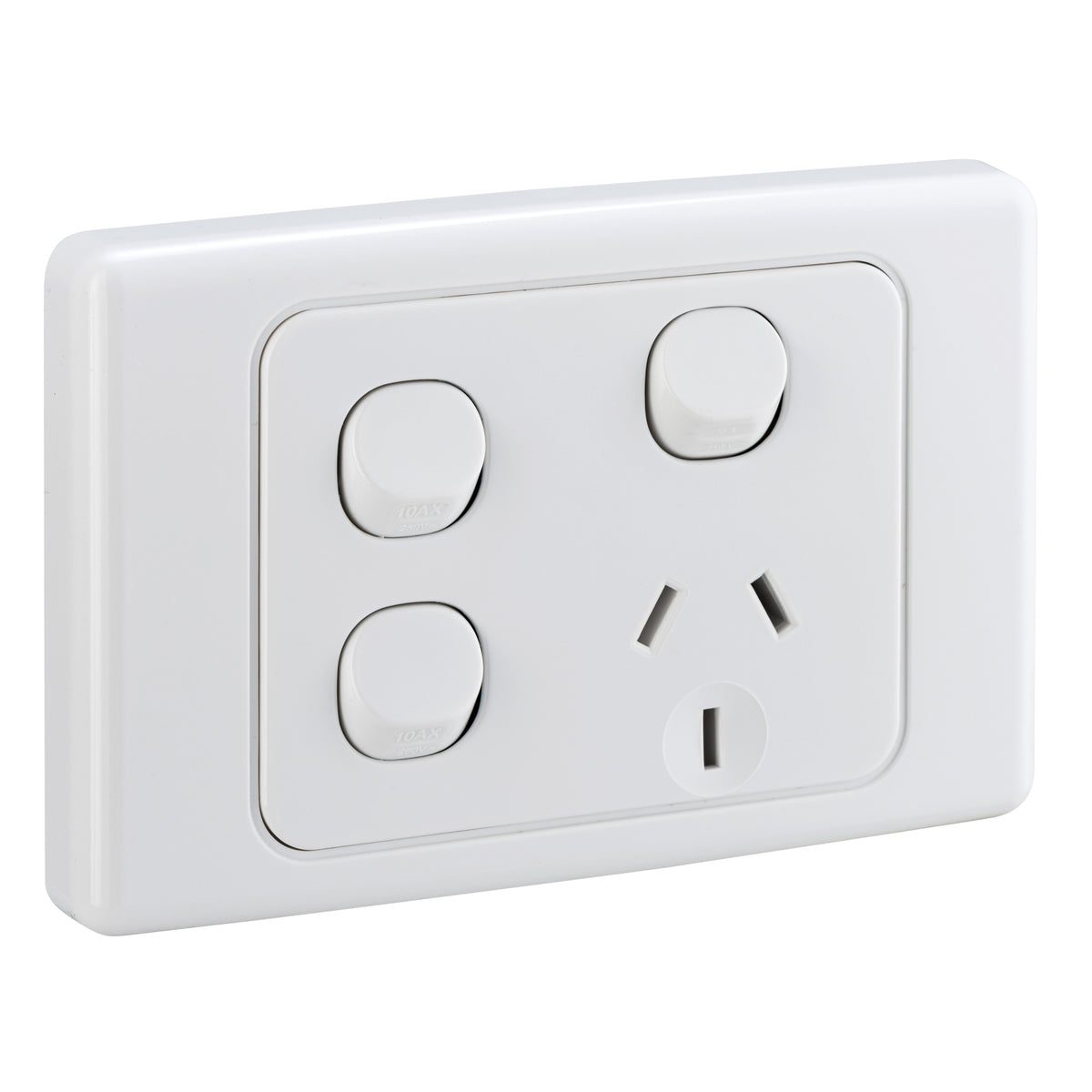 Clipsal 2015XX-WE 2000 Series single power point with two extra switches in White Electric