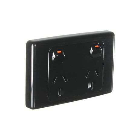 Clipsal 2000 Series 10A Double Power Point | Black | 2025-BK